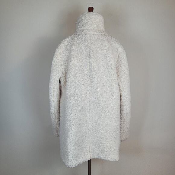 J.Crew Teddy Sherpa Coat Medium Ivory Cream Button Down Collared Lined BA527 - Picture 4 of 12